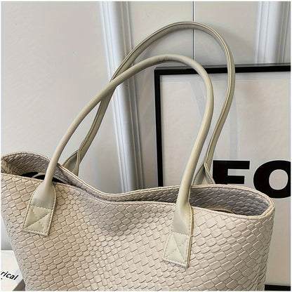 Women’s Summer Handwoven Tote – Casual Large Capacity Beach Bag (Khaki)