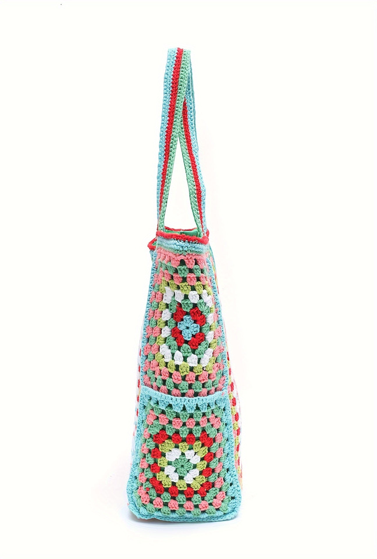 Retro Contrast Boho Tote – Large Capacity Bag for Work, Travel & Everyday Use