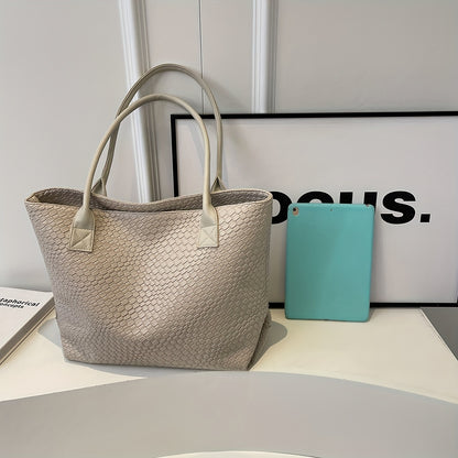 Women’s Summer Handwoven Tote – Casual Large Capacity Beach Bag (Khaki)