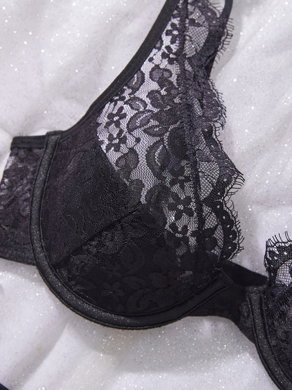 Floral Temptation Lingerie – Sexy See-Through Bra and Panty Duo
