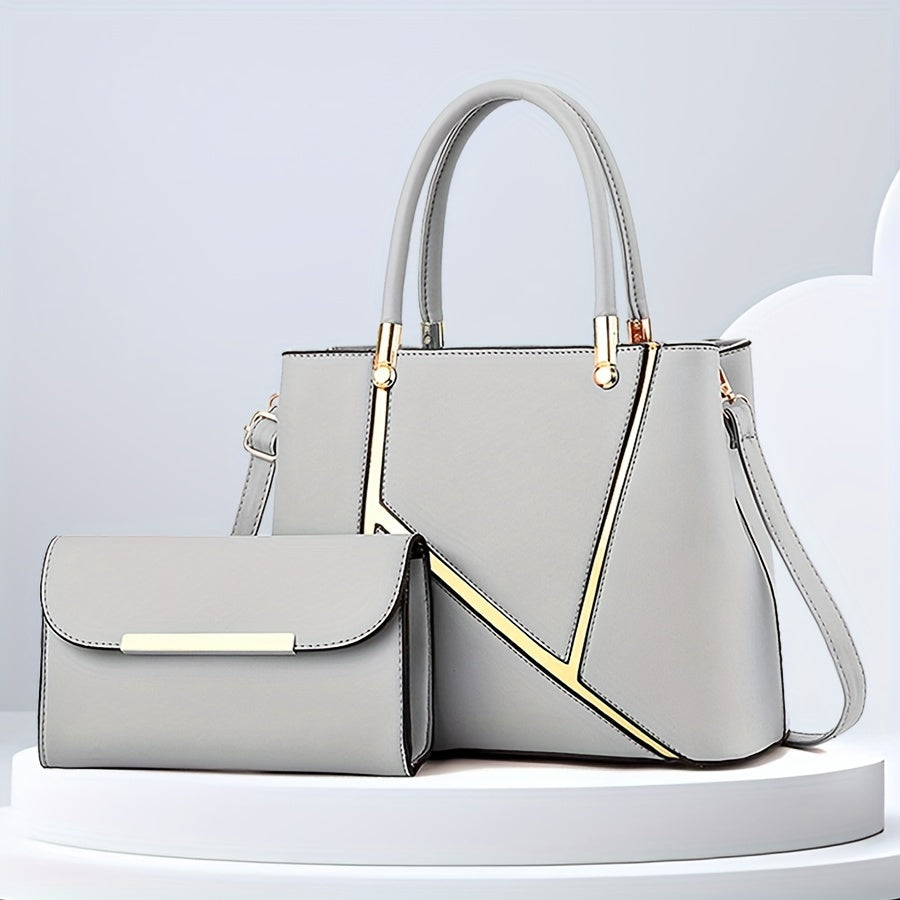 Chic 2Pcs Tote Bag Set – Versatile Shoulder Handbag with Matching Mini Clutch
