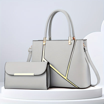 Chic 2Pcs Tote Bag Set – Versatile Shoulder Handbag with Matching Mini Clutch