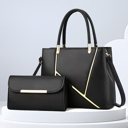 Chic 2Pcs Tote Bag Set – Versatile Shoulder Handbag with Matching Mini Clutch