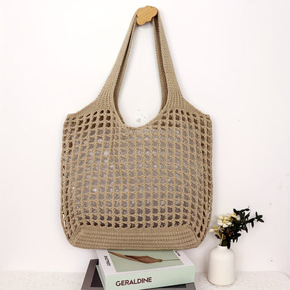 Retro Y2K Woven Beach Tote – Breathable Large Shoulder Bag for Summer & Travel