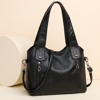 Versatile Large Capacity Tote Bag – Women's Synthetic Leather Crossbody Handbag with Removable Strap