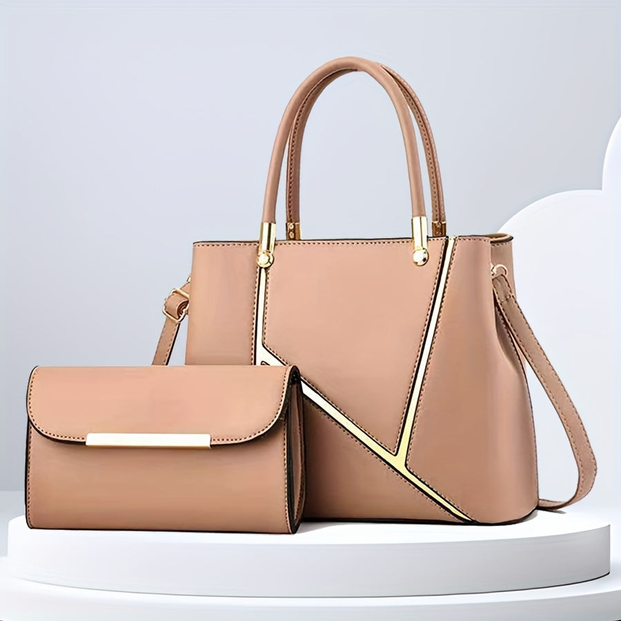 Chic 2Pcs Tote Bag Set – Versatile Shoulder Handbag with Matching Mini Clutch
