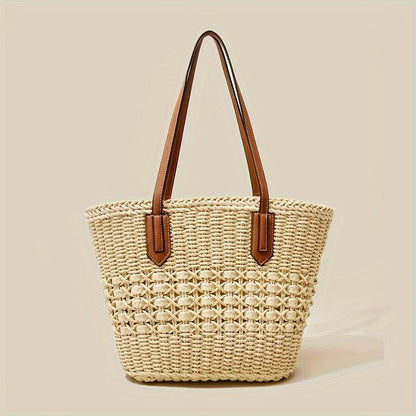 Women’s Vacation-Ready Straw Bag – Large Capacity Woven Shoulder Tote