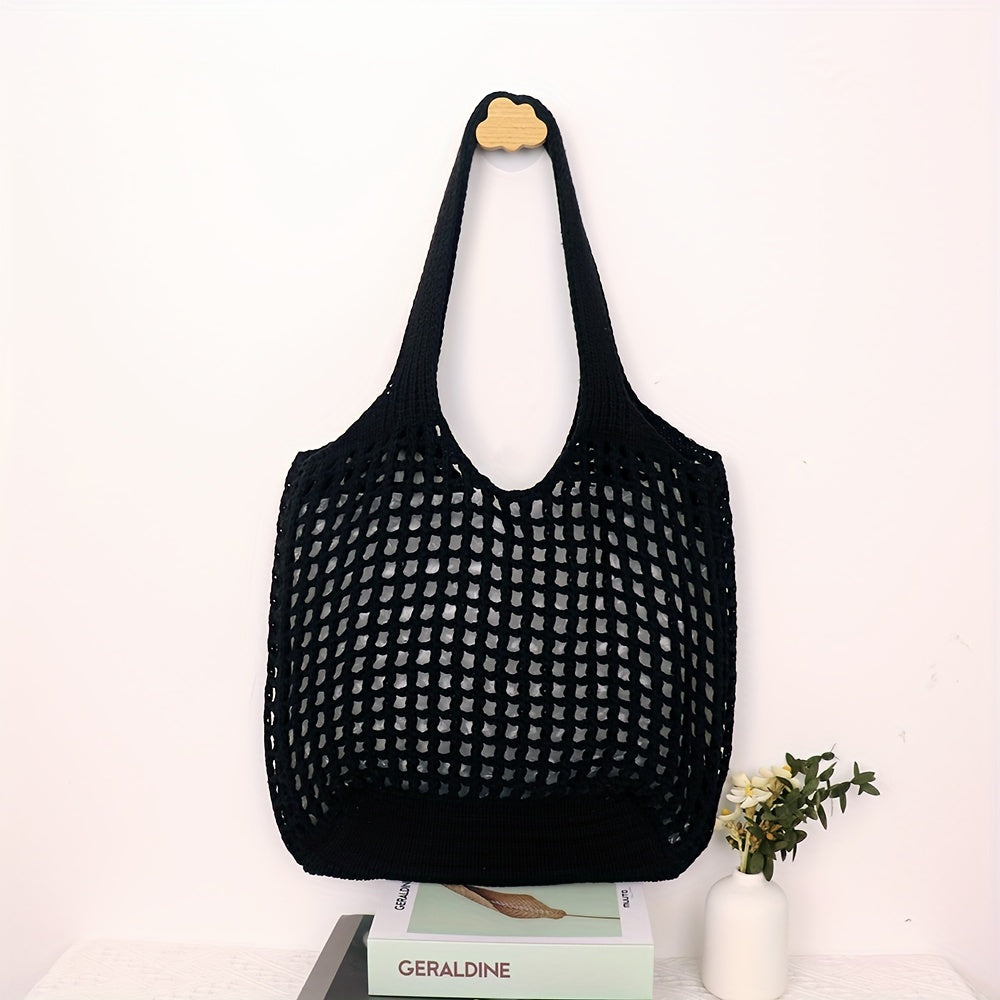 Retro Y2K Woven Beach Tote – Breathable Large Shoulder Bag for Summer & Travel