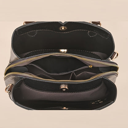 Versatile 2pcs Tote & Clutch Set – Solid Color Crossbody Bag for Shopping & Daily Use