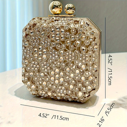 Radiant Crystal-Embellished Box Evening Bag – Perfect for Parties, Banquets & Formal Events