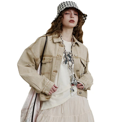 Women’s Vintage Style Printed Cropped Denim Jacket – ELFSACK New Arrival