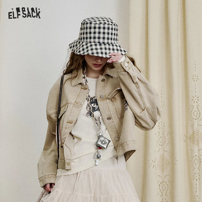 Women’s Vintage Style Printed Cropped Denim Jacket – ELFSACK New Arrival