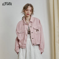 Women’s Vintage Style Printed Cropped Denim Jacket – ELFSACK New Arrival