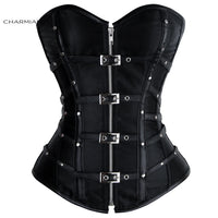 Charmian Leather Overbust Corset – Sexy Gothic Satin Plus Size Bustier Top