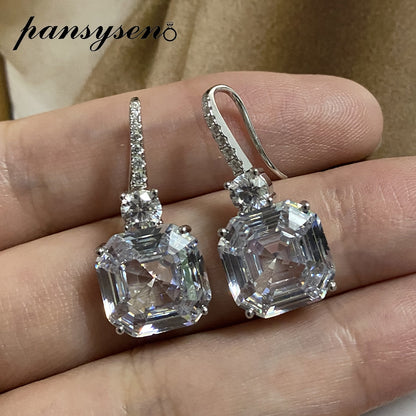 Luxury Sterling Silver Gemstone Drop Earrings – Asscher Cut Citrine Sparkle