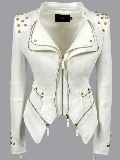 Women's Punk Style Cropped Denim Jacket – SX Rivet Moto Windbreaker
