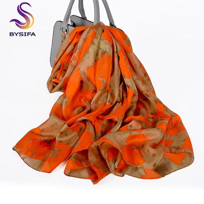 Elegant Blue Graffiti Silk Shawl – Neck & Head Scarf for All Seasons