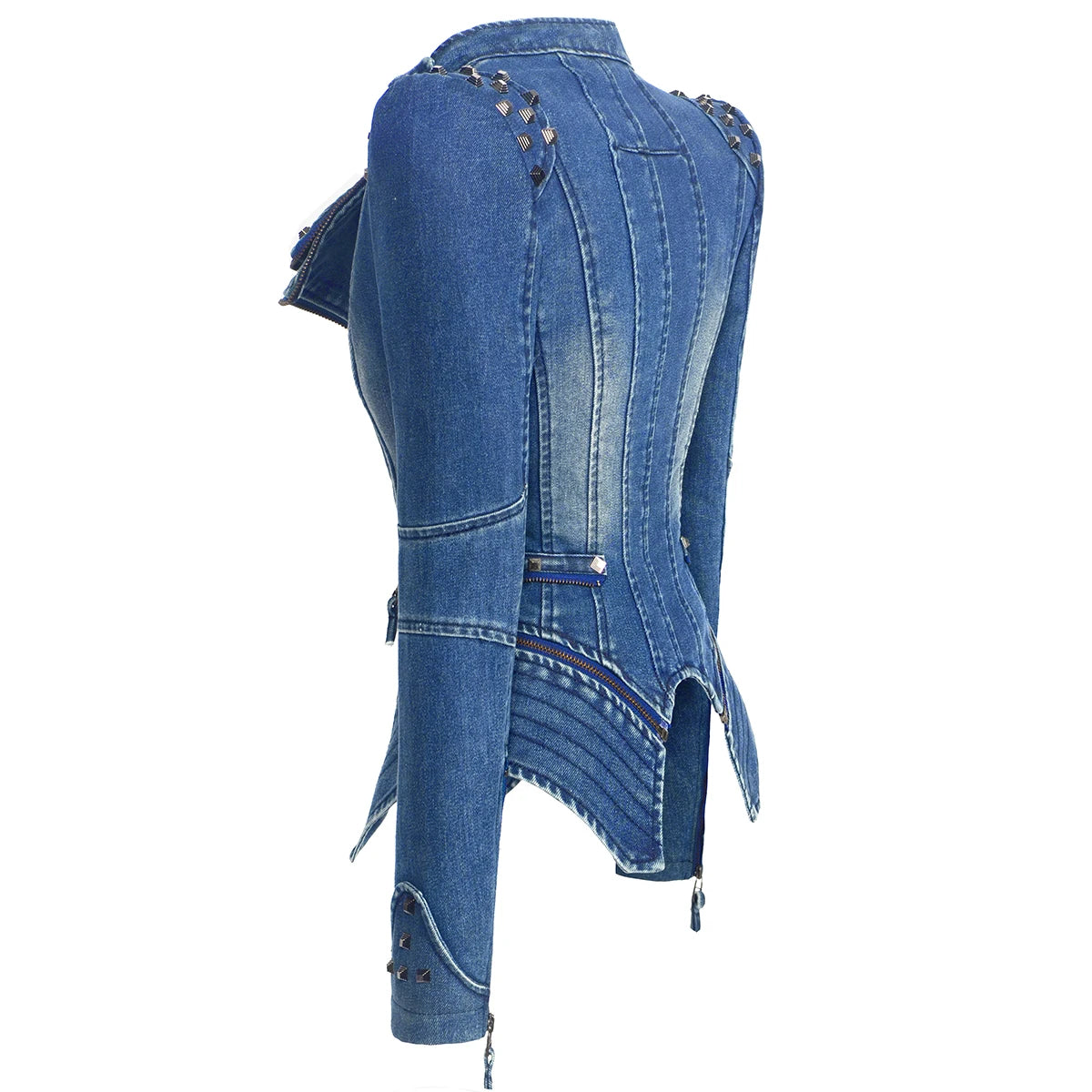 Women's Punk Style Cropped Denim Jacket – SX Rivet Moto Windbreaker