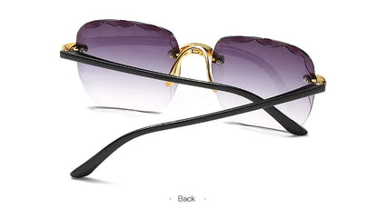 Luxury Square Rimless Sunglasses – Unisex Designer UV400 Red-Tinted Shades for Summer Style