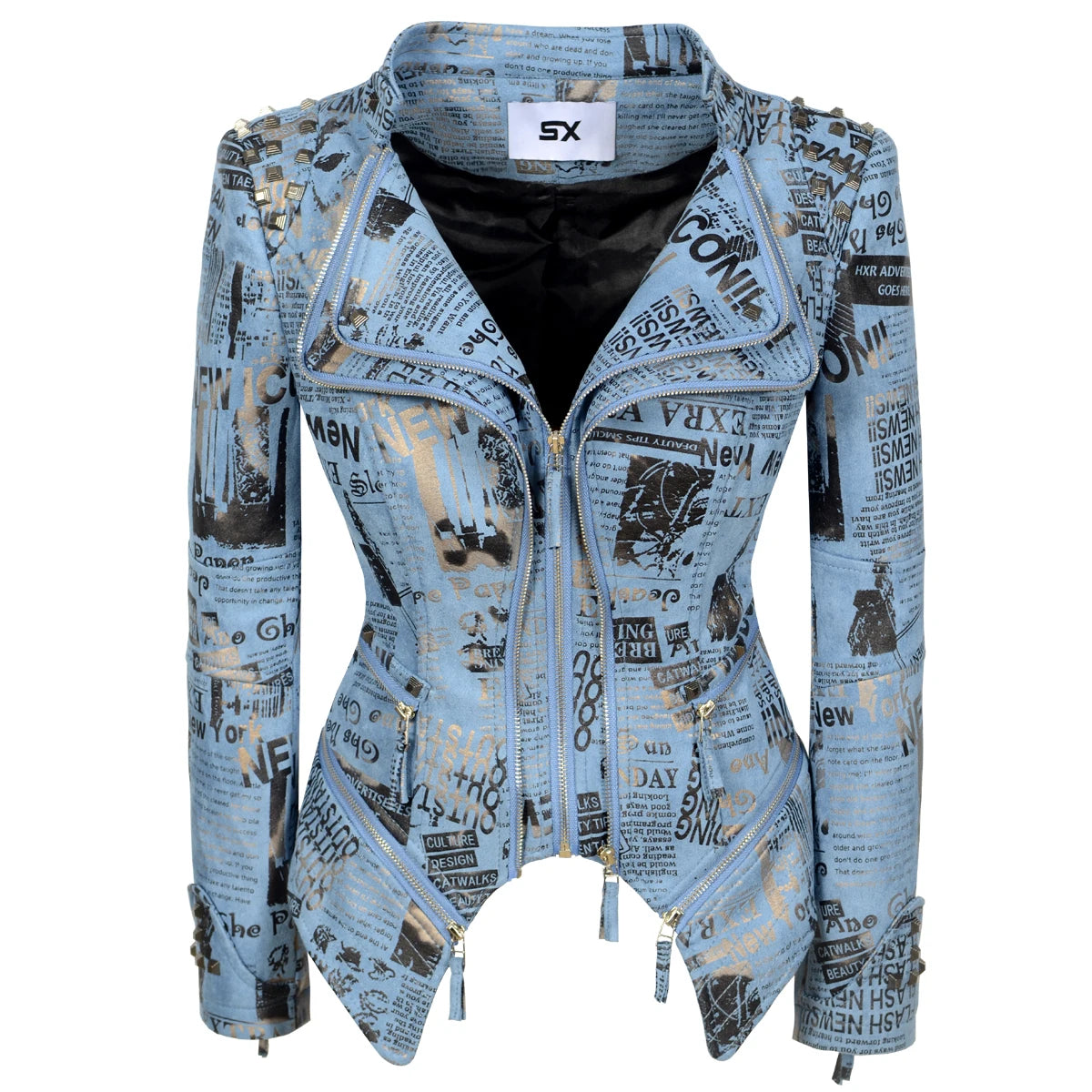 Women's Punk Style Cropped Denim Jacket – SX Rivet Moto Windbreaker