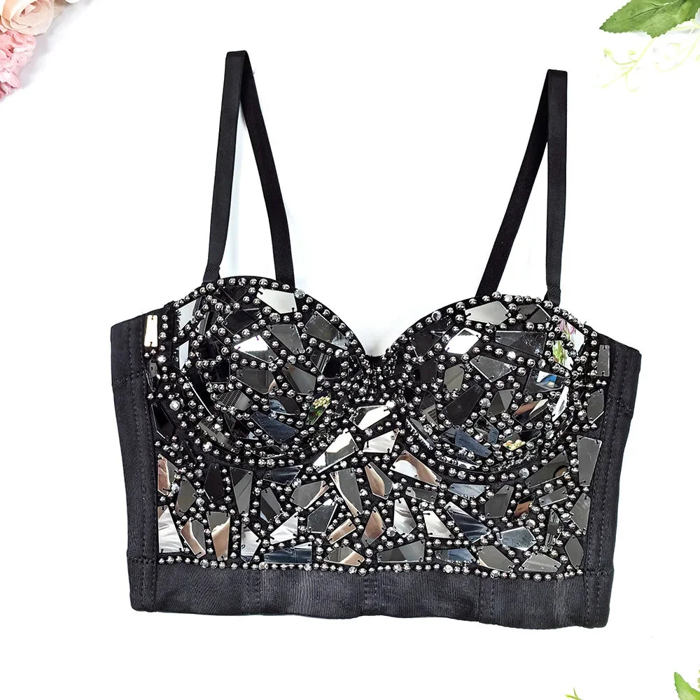 High-End Sequin Glass Piece Bustier – Women’s Party & Stage Outerwear