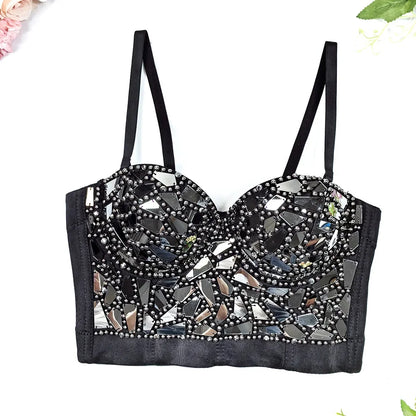 High-End Sequin Glass Piece Bustier – Women’s Party & Stage Outerwear