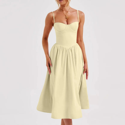 Sexy Sleeveless A-Line Dress for Women – Mid-Length Feminine Summer Style