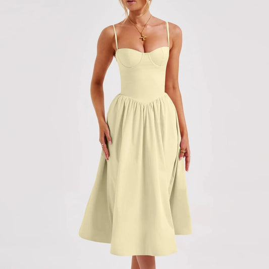 Sexy Sleeveless A-Line Dress for Women – Mid-Length Feminine Summer Style