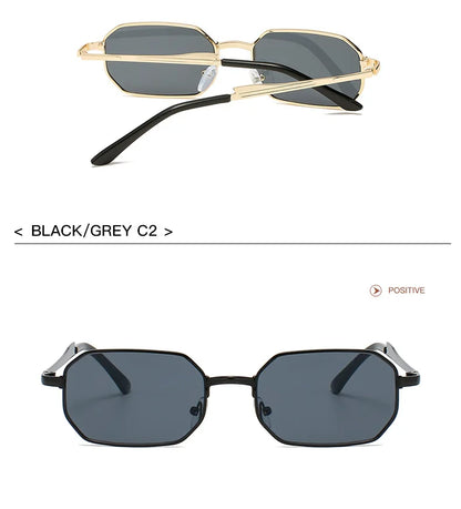 Classic Narrow Metal Sunglasses – Sleek Rectangle Design for Men & Women