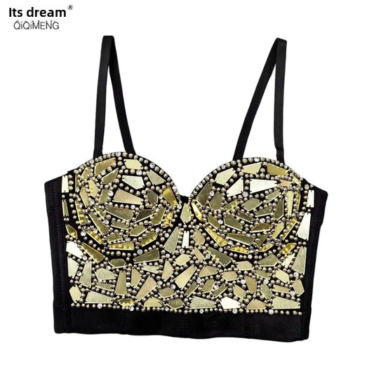High-End Sequin Glass Piece Bustier – Women’s Party & Stage Outerwear