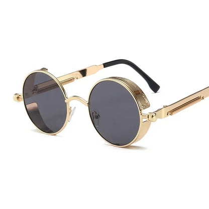 Vintage Steampunk Round Sunglasses – Unisex Metal Frame UV400 Designer-Inspired Retro Shades