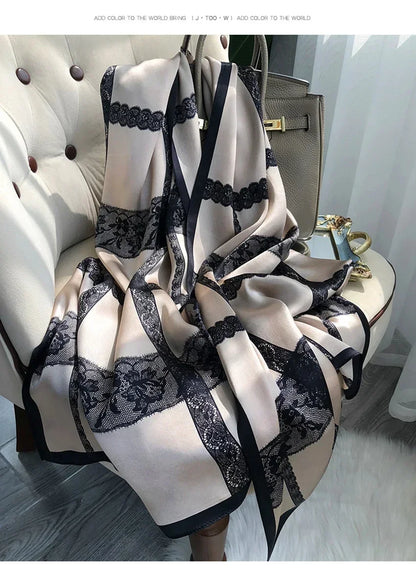 Luxury Printed Pure Silk Scarf – Long Designer Wrap & Shawl for Women