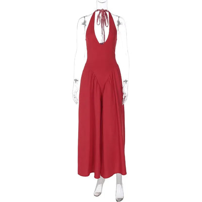 Talenza Summer Sleeveless Halter Dress – Elegant White Evening Gown