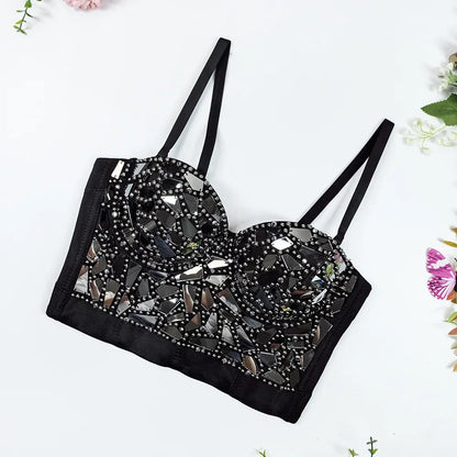 High-End Sequin Glass Piece Bustier – Women’s Party & Stage Outerwear