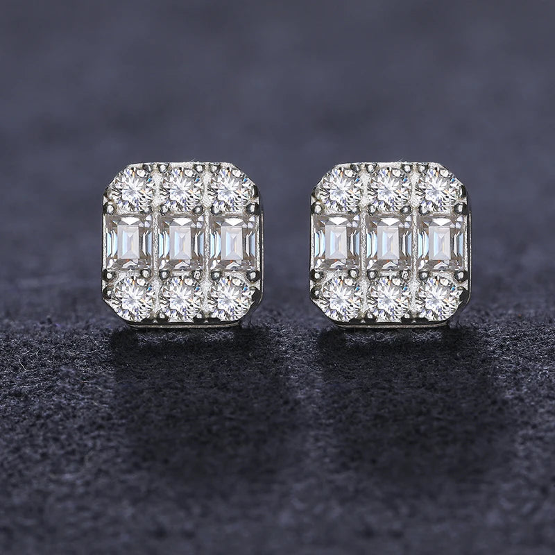 Brilliant Round Moissanite Earrings – Sterling Silver Studs, Dazzling Gift for Him or Her
