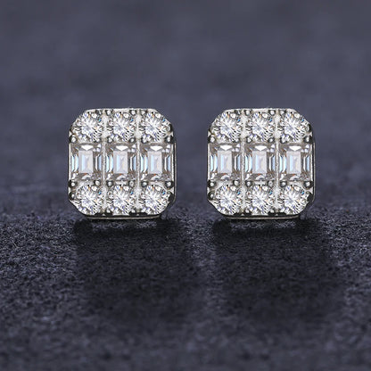 Brilliant Round Moissanite Earrings – Sterling Silver Studs, Dazzling Gift for Him or Her