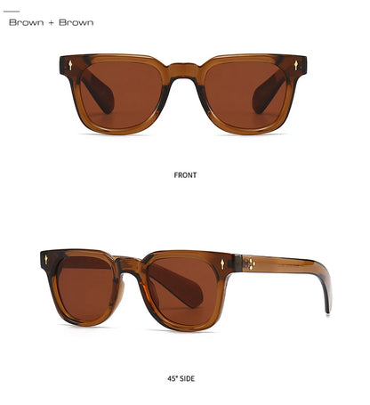 SHAUNA Unisex Retro Rivet Sunglasses – Square Frame Green UV400 Protection