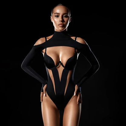 Y2K Inspired Hollow-Out Bodysuit – High Waist Streetwear Romper