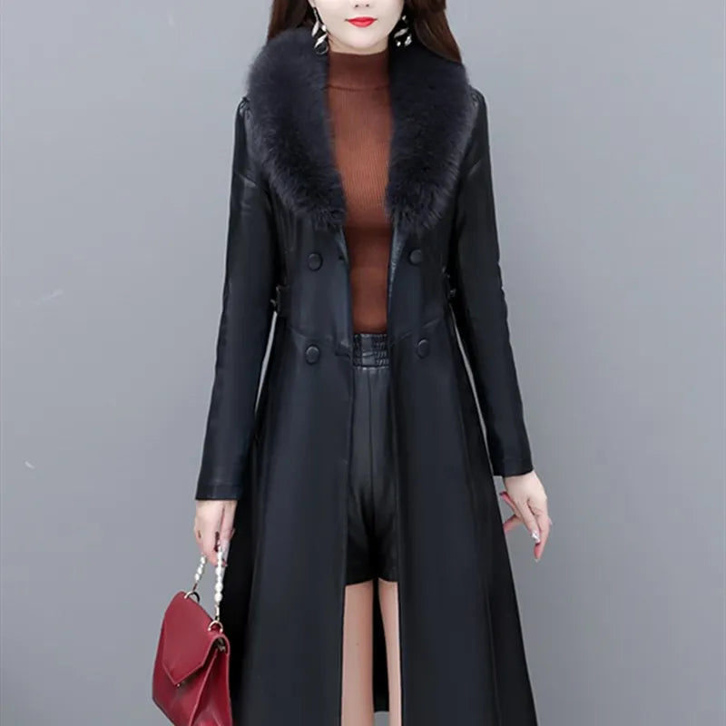 Floed Thier Autumn Winter PU Leather Jacket – Slim-Fit Motorcycle Fashion for Women