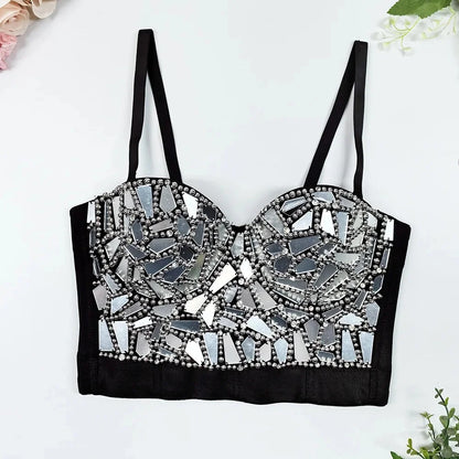 High-End Sequin Glass Piece Bustier – Women’s Party & Stage Outerwear