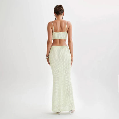Sexy Hollow Out Knit Beach Dress – Summer Maxi Cover-Up for Women