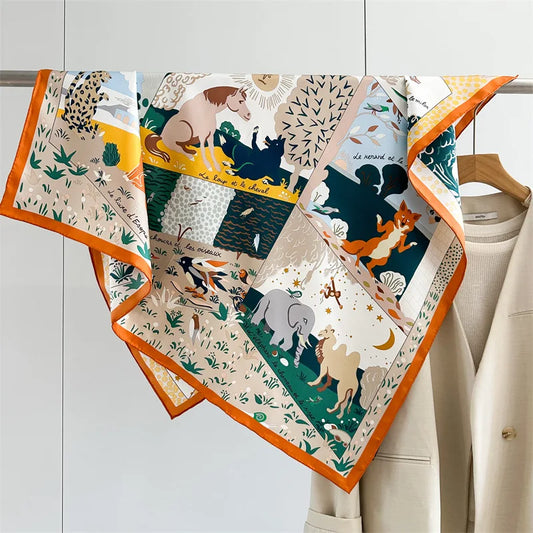 Luxury Silk Twill Scarf 90 – Hand-Rolled Designer Mulberry Silk for Women