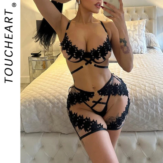 Toucheart Elegant Temptation – Mesh Patchwork Lace Lingerie