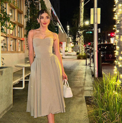 Stylish Spaghetti Strap Midi Dress – Suninheart Casual & Elegant
