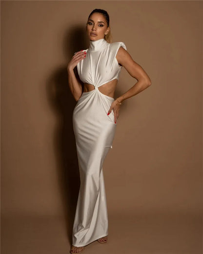 Turtleneck Temptation – Hollow Out Slim Fit Maxi Dress