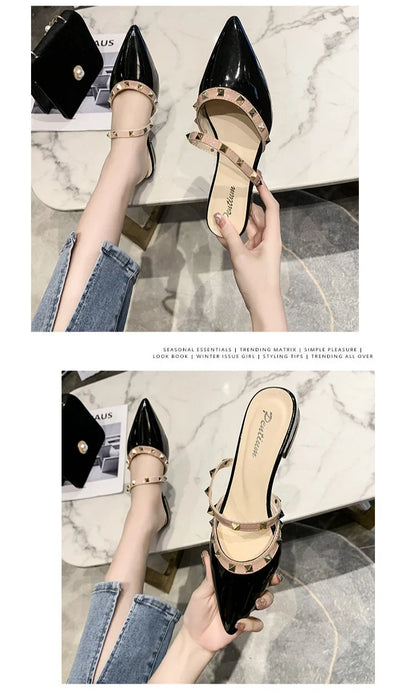 2025 Fashion Rivet Slippers for Women – Stylish Outdoor Low-Heel Casual Footwear