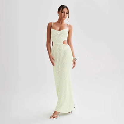 Sexy Hollow Out Knit Beach Dress – Summer Maxi Cover-Up for Women