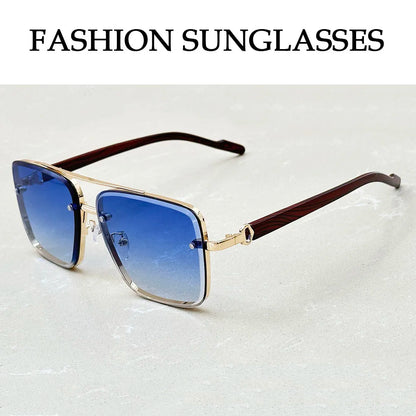 Retro Square Designer Sunglasses for Men – Wooden Frame Sun Lentes