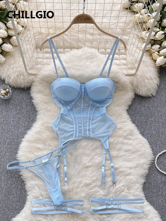 Women’s Erotic Mesh Underwire Bra & Panty Set – CHILLGIO Intimates