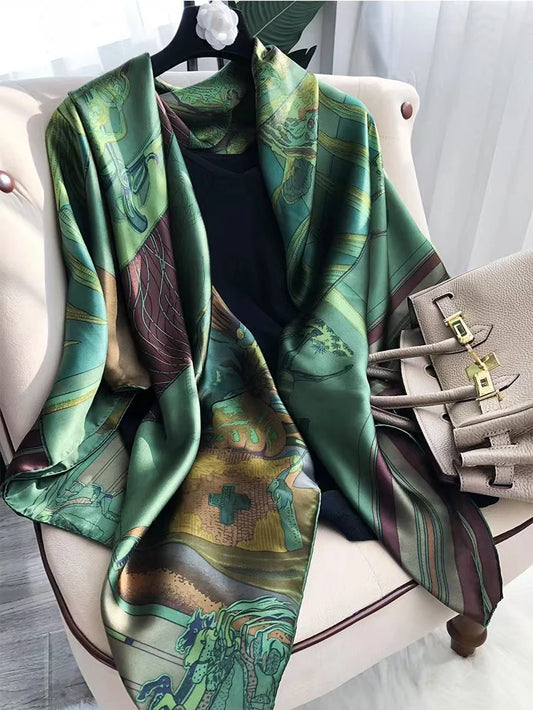 Luxury Green Pure Silk Scarf – BYSIFA Spring/Fall Mulberry Hijab Wrap